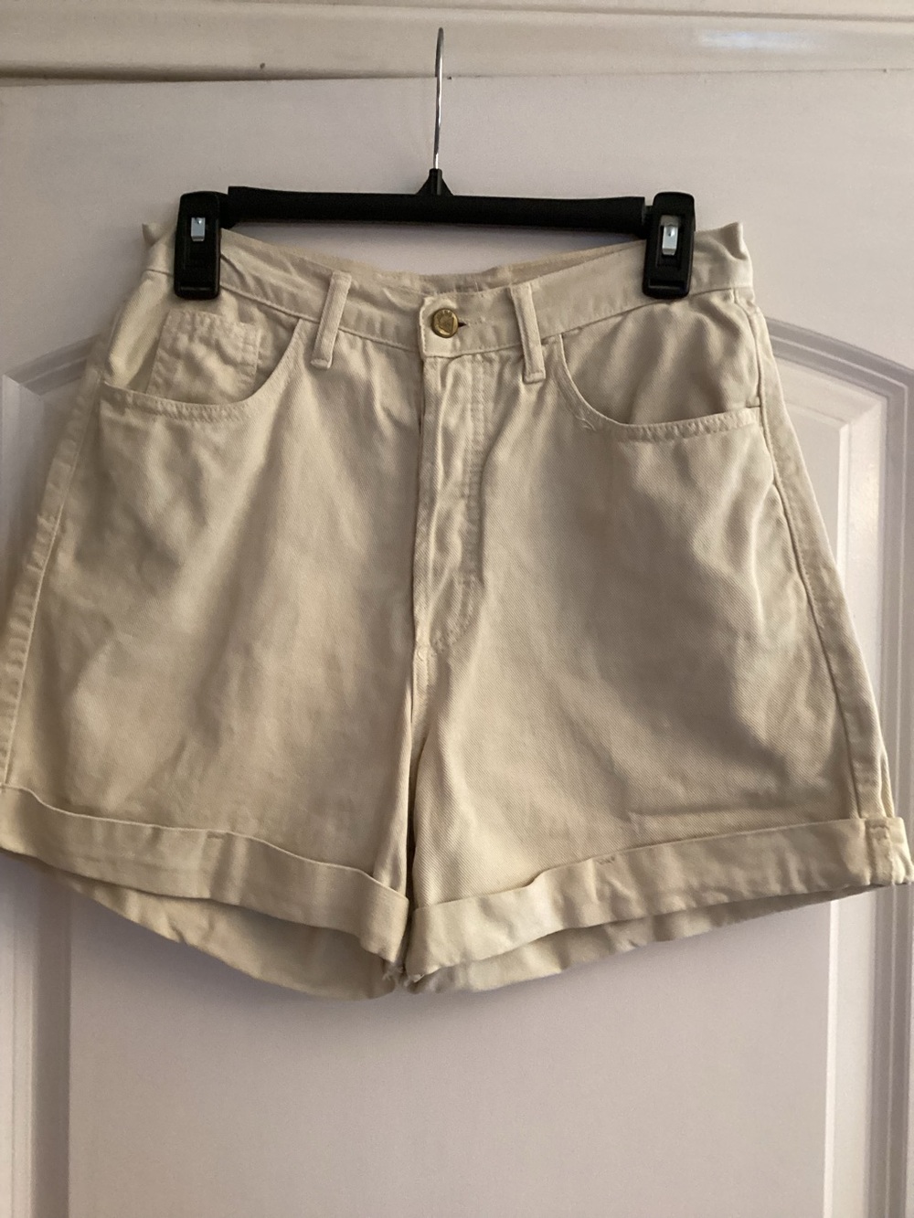 Vintage 80s Guess Georges Marciano High Waisted Denim Shorts Made In USA Cream